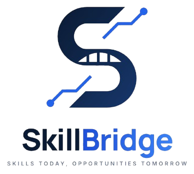 Logotipo de SkillBridge: una S en forma de puente atravesada por una línea con nodos digitales, sobre la palabra SkillBridge.